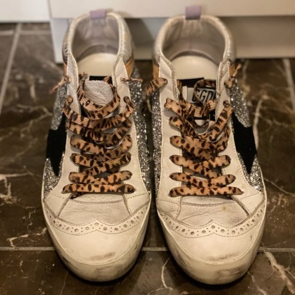 GGDB midstars 37/38/39 purple glitter w/ leopard laces - Picture 2 of 7